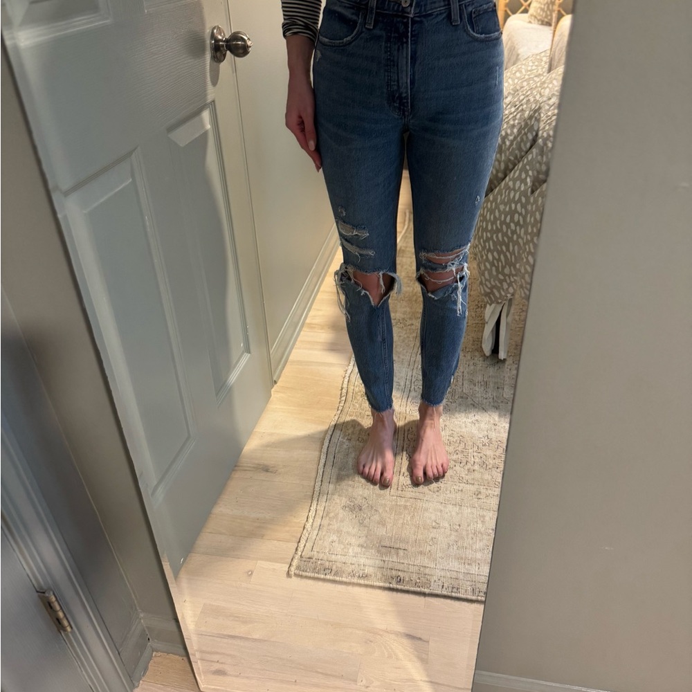 Abercrombie & Fitch High Rise Distressed Blue Jeans